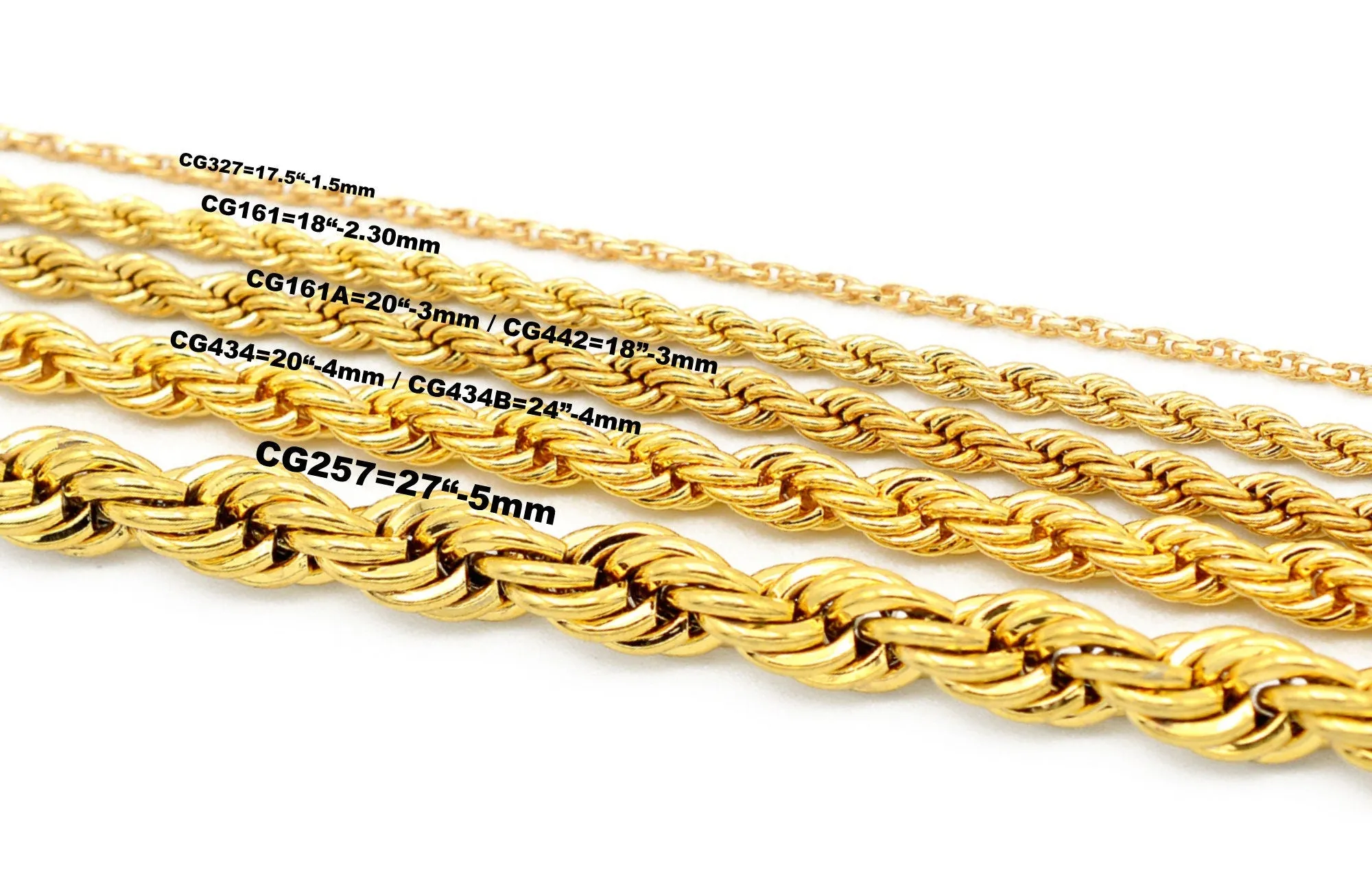 18K Gold Filled EP Rope twisted Chain,Necklace for unisex, Findings Chain For Jewelry Maker  and wholesale 1.5mm/2.3mm/3mm/4mm/5mm/6mm