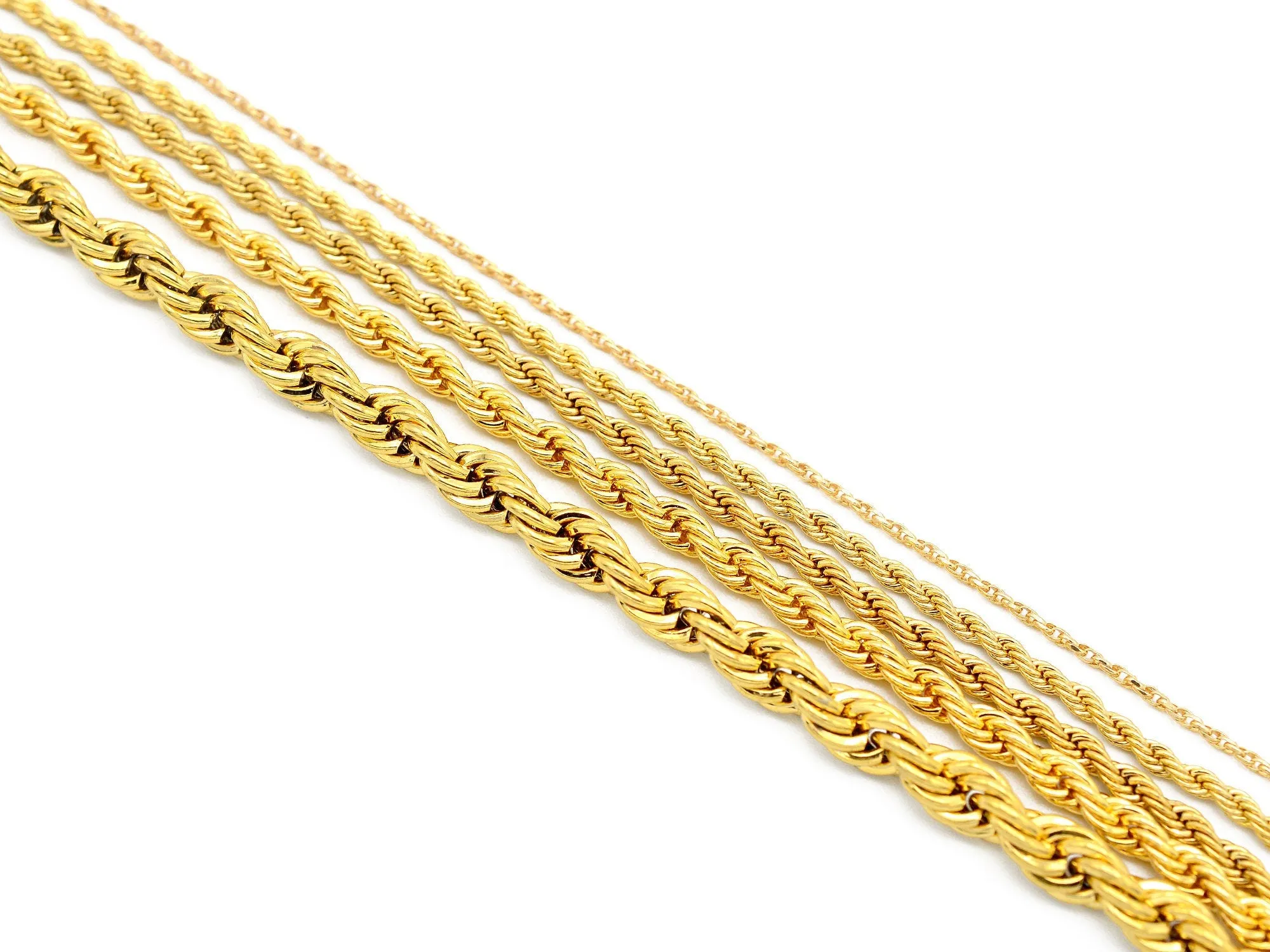 18K Gold Filled EP Rope twisted Chain,Necklace for unisex, Findings Chain For Jewelry Maker  and wholesale 1.5mm/2.3mm/3mm/4mm/5mm/6mm