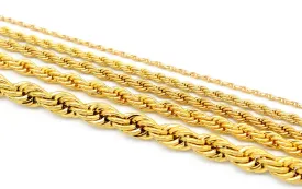 18K Gold Filled EP Rope twisted Chain,Necklace for unisex, Findings Chain For Jewelry Maker  and wholesale 1.5mm/2.3mm/3mm/4mm/5mm/6mm