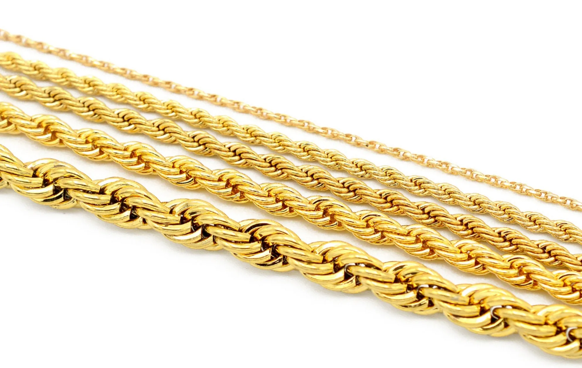 18K Gold Filled EP Rope twisted Chain,Necklace for unisex, Findings Chain For Jewelry Maker  and wholesale 1.5mm/2.3mm/3mm/4mm/5mm/6mm