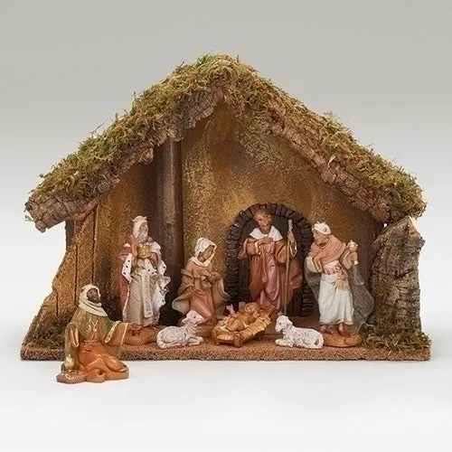 8 Figure Nativity Scene With Italian Stable, 5"