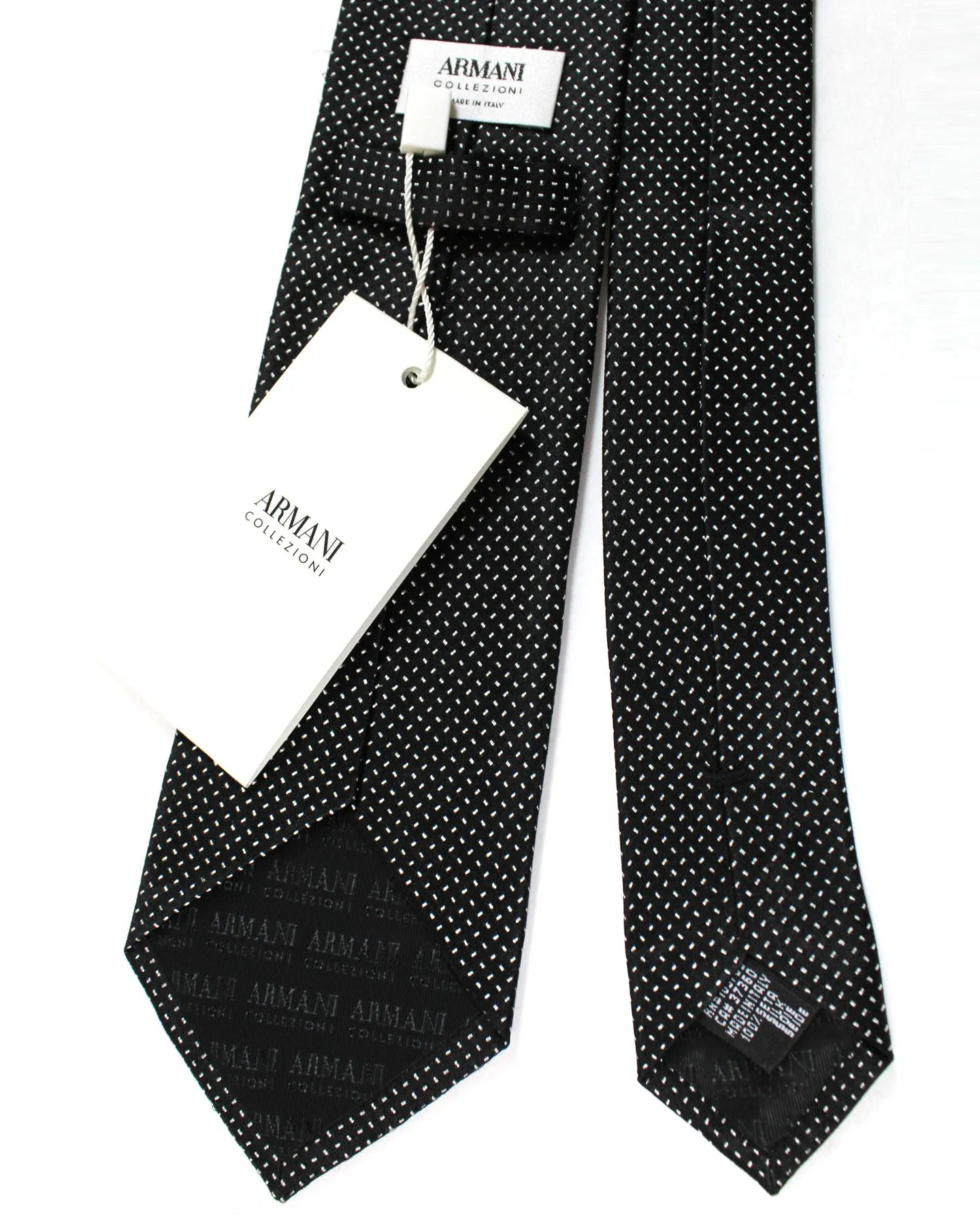 Armani Silk Tie Black Silver Micro Pattern SALE