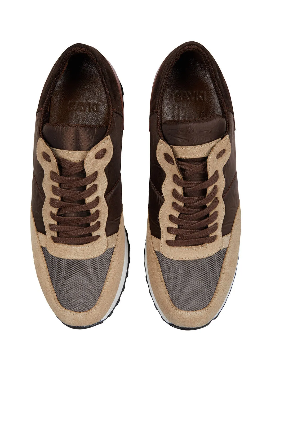 Casual 100% Genuine Leather Beige Lace-Up Shoes