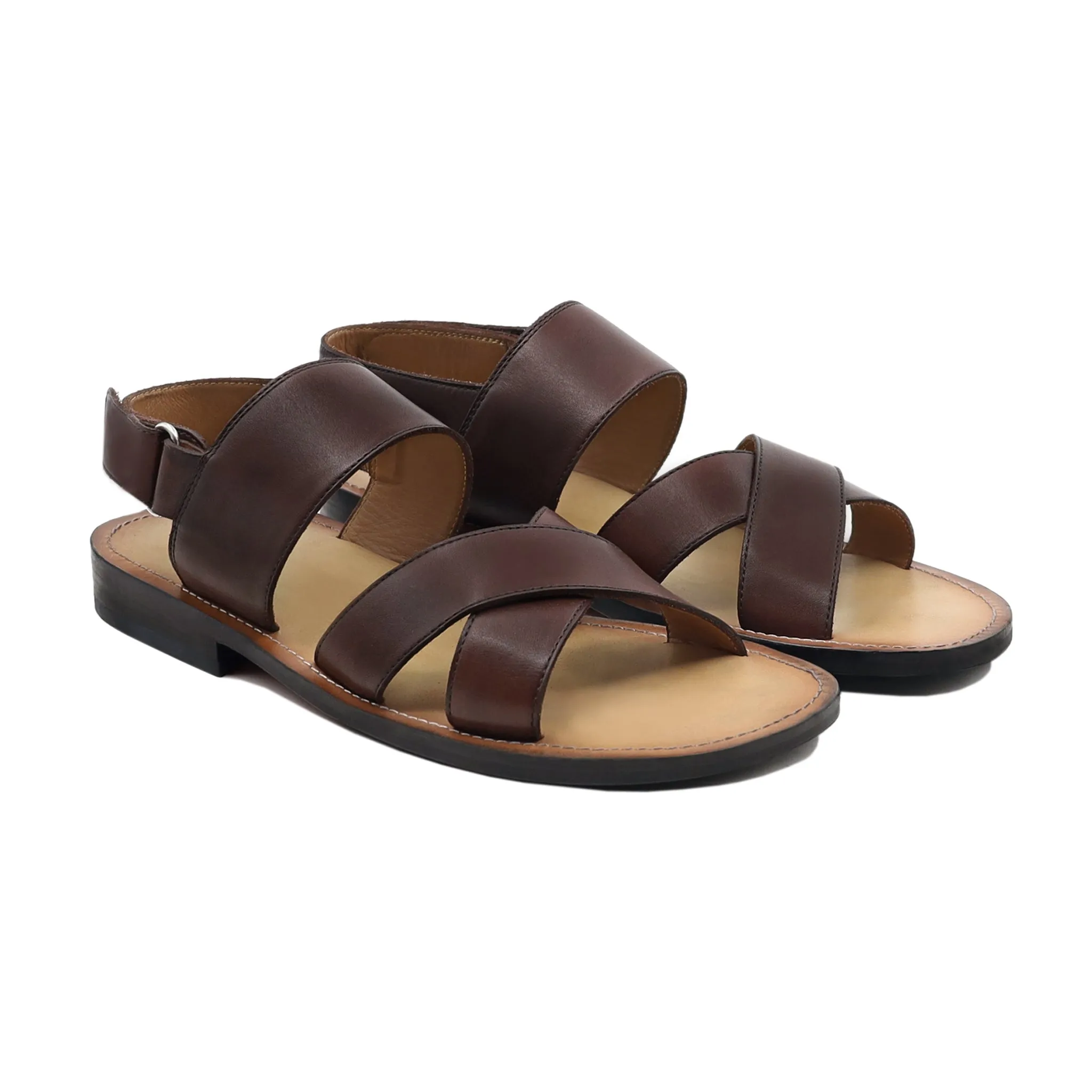 Chaplin - Men's Woddy Brown Calf Leather Sandal