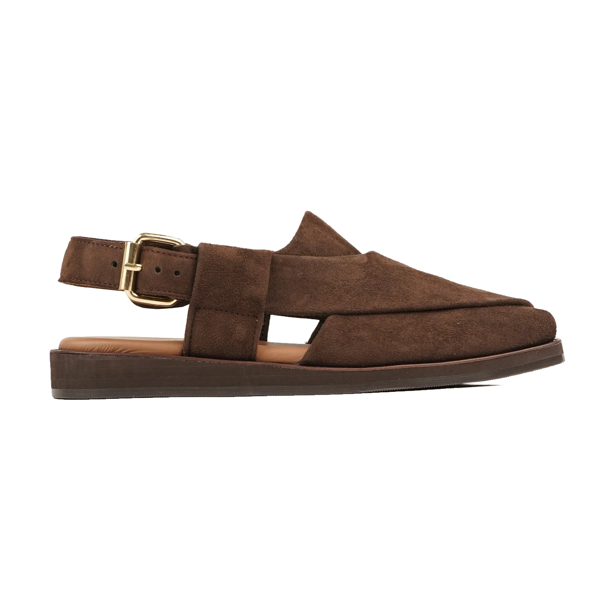 Chizue - Men's Dark Brown Kid Suede Sandal