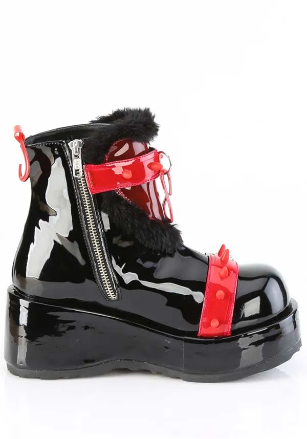 CUBBY-57 [Black Patent Red PVC] | PLATFORM BOOTS [PREORDER]