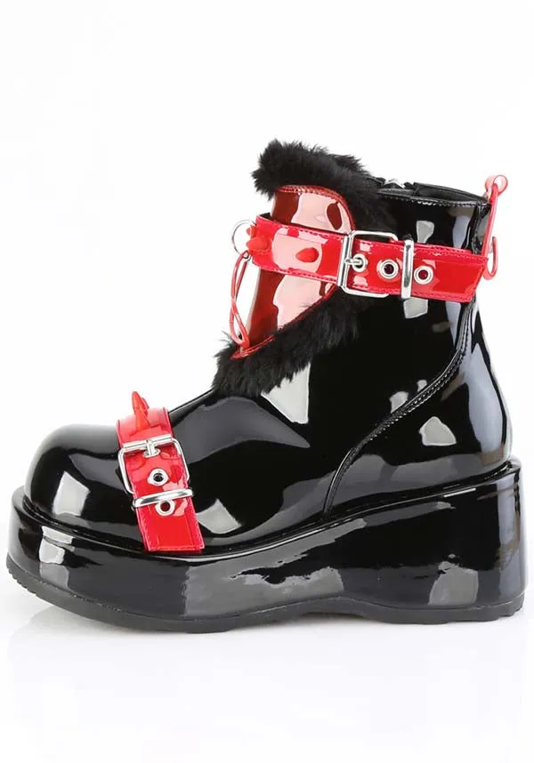 CUBBY-57 [Black Patent Red PVC] | PLATFORM BOOTS [PREORDER]