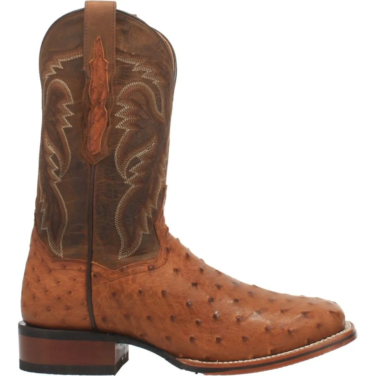 Dan Post Men's Alamosa Full Quill Ostrich Square Toe Boots - Bay Apache