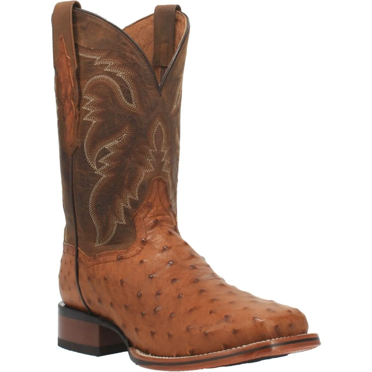 Dan Post Men's Alamosa Full Quill Ostrich Square Toe Boots - Bay Apache