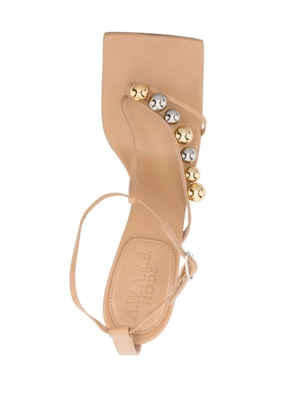 DELTA T - EMBELLISHED STRAP HEEL LEATHER SANDALS