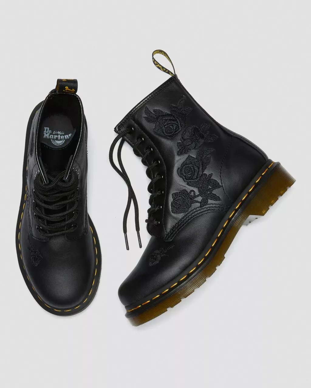 Doc Martens 1460 VONDA MONO FLORAL BOOTS (Black — SOFTY T)