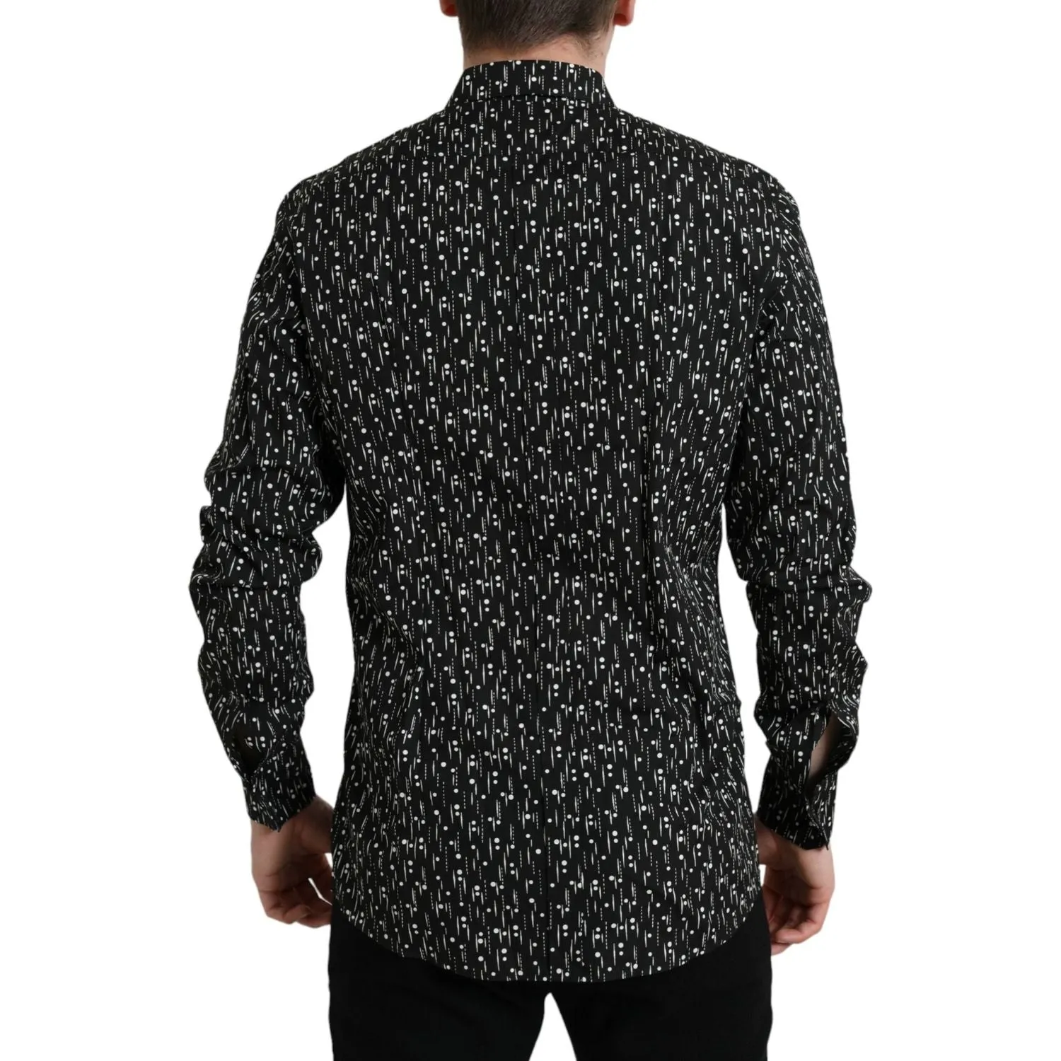 Dolce & Gabbana Black Floral Men Formal Dress GOLD Shirt