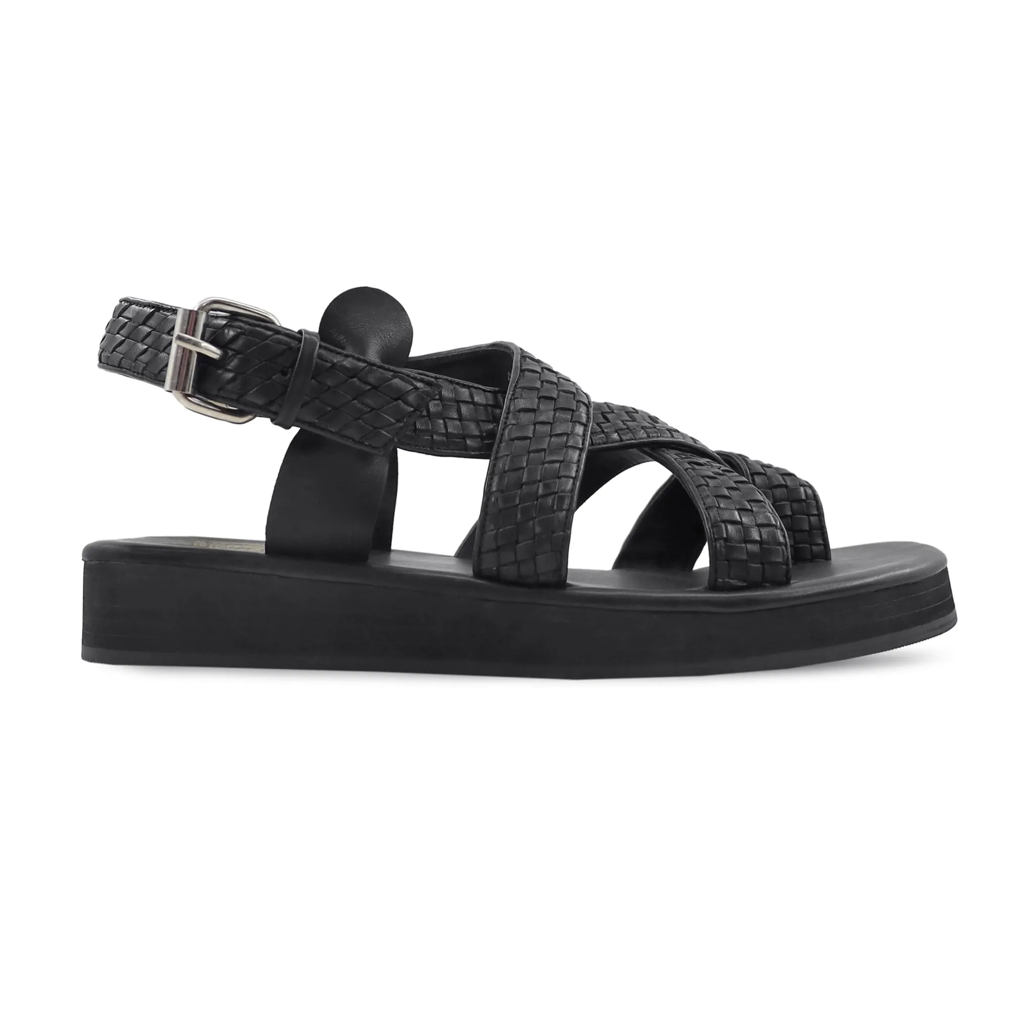 Grumpy - Men's Black Hand Woven Calf Leather Sandal