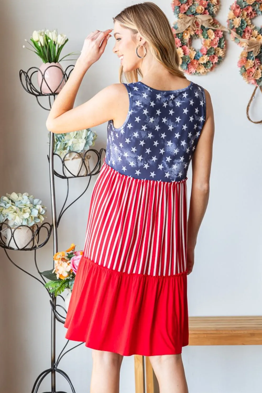 Heimish US Flag Theme Contrast Tank Dress