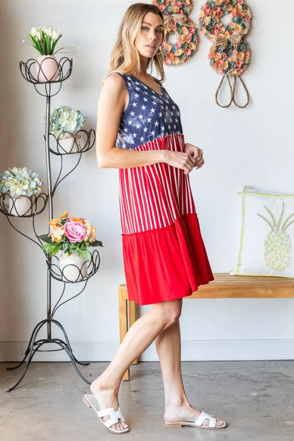 Heimish US Flag Theme Contrast Tank Dress