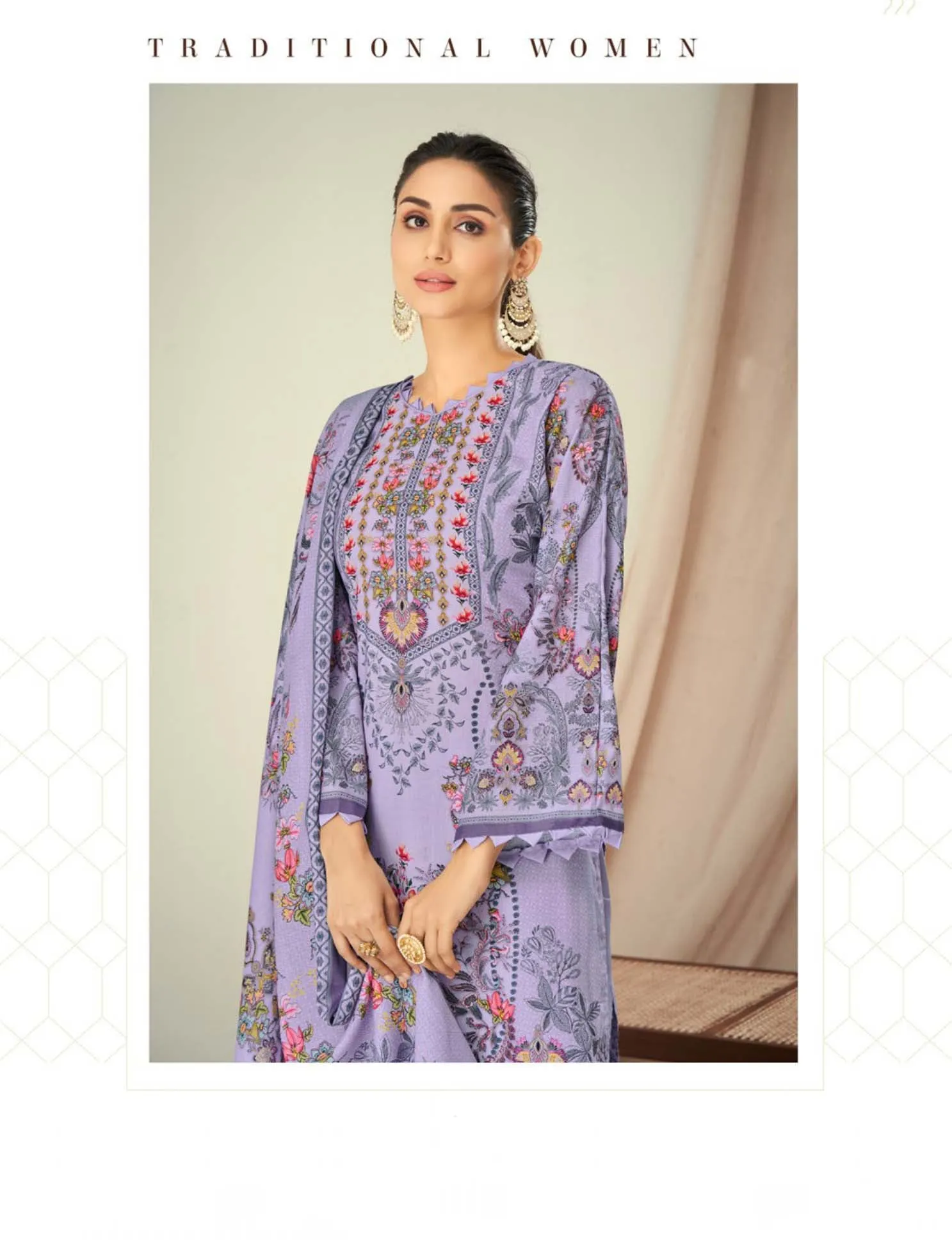 Kesar Lawn Cotton Unstitched Pakistani Print Suit Violet