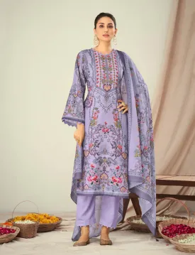 Kesar Lawn Cotton Unstitched Pakistani Print Suit Violet