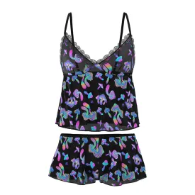 Magic Silk Hazy Dayz Cami & Short Set Mushroom Black