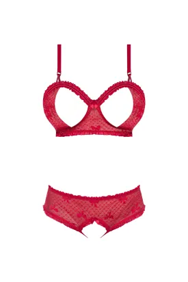 Magic Silk With Love Balconette Bra & Open-Crotch Panty Red