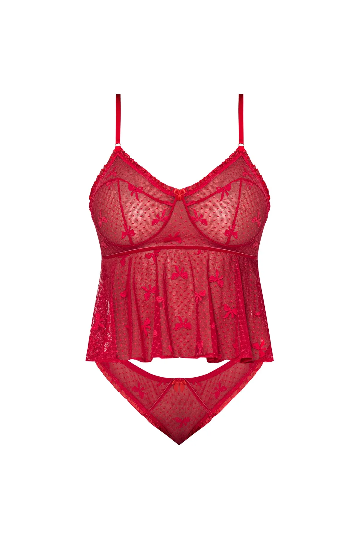 Magic Silk With Love Flutter Cami & Cheeky Panty Set Red