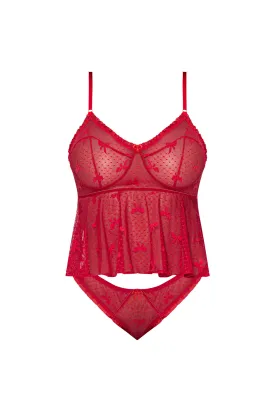 Magic Silk With Love Flutter Cami & Cheeky Panty Set Red