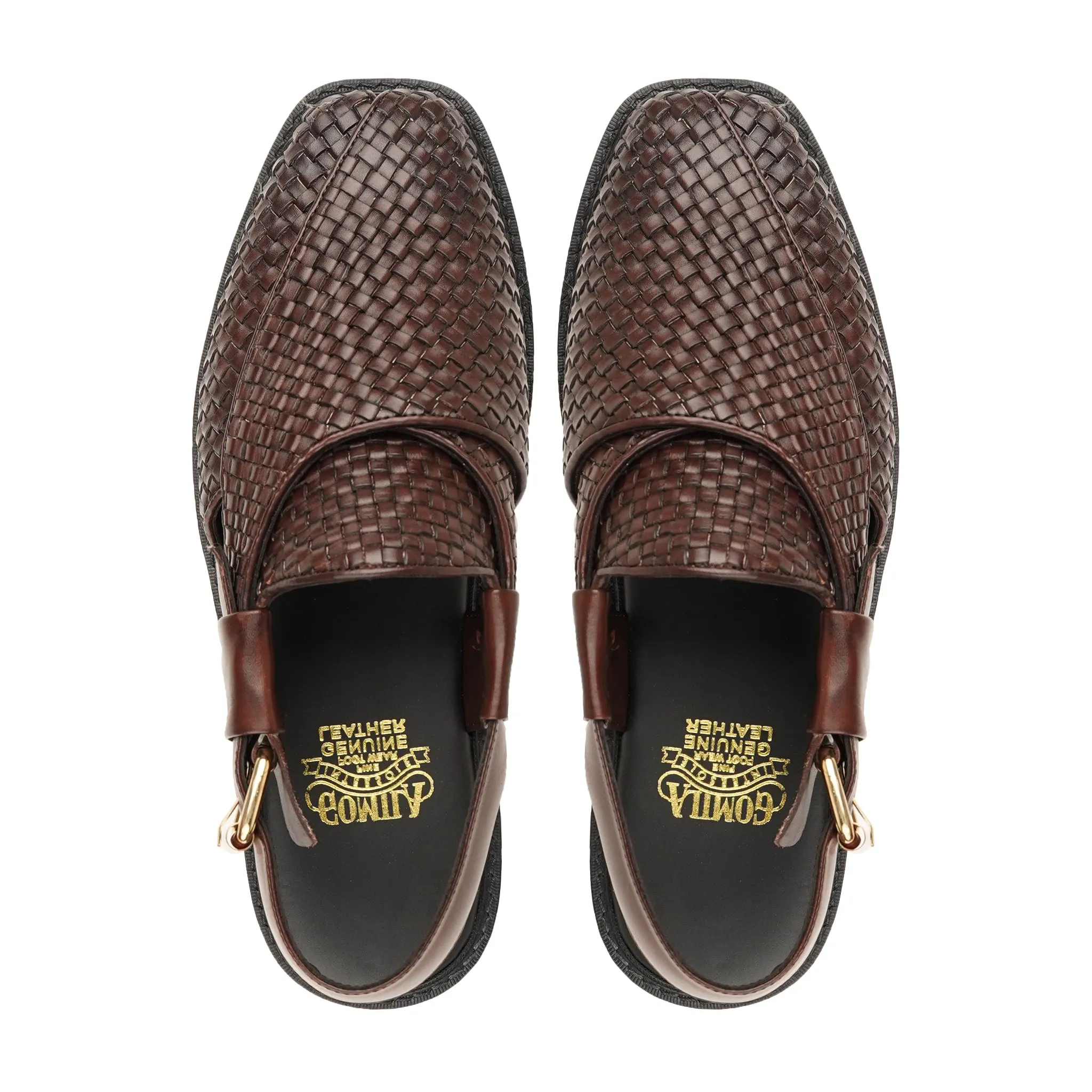 Masami - Men's Dark Brown Hand Woven Calf Leather Sandal