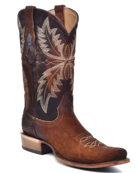 Men's Corral Chocolate Embroidered Narrow Square Toe Boot