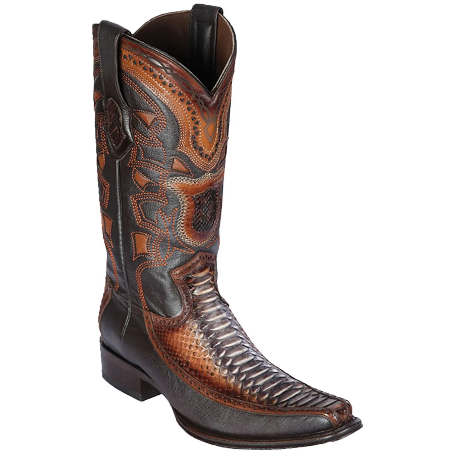 Men's Los Altos Original Python and Deer European Square Toe Boots 76F57