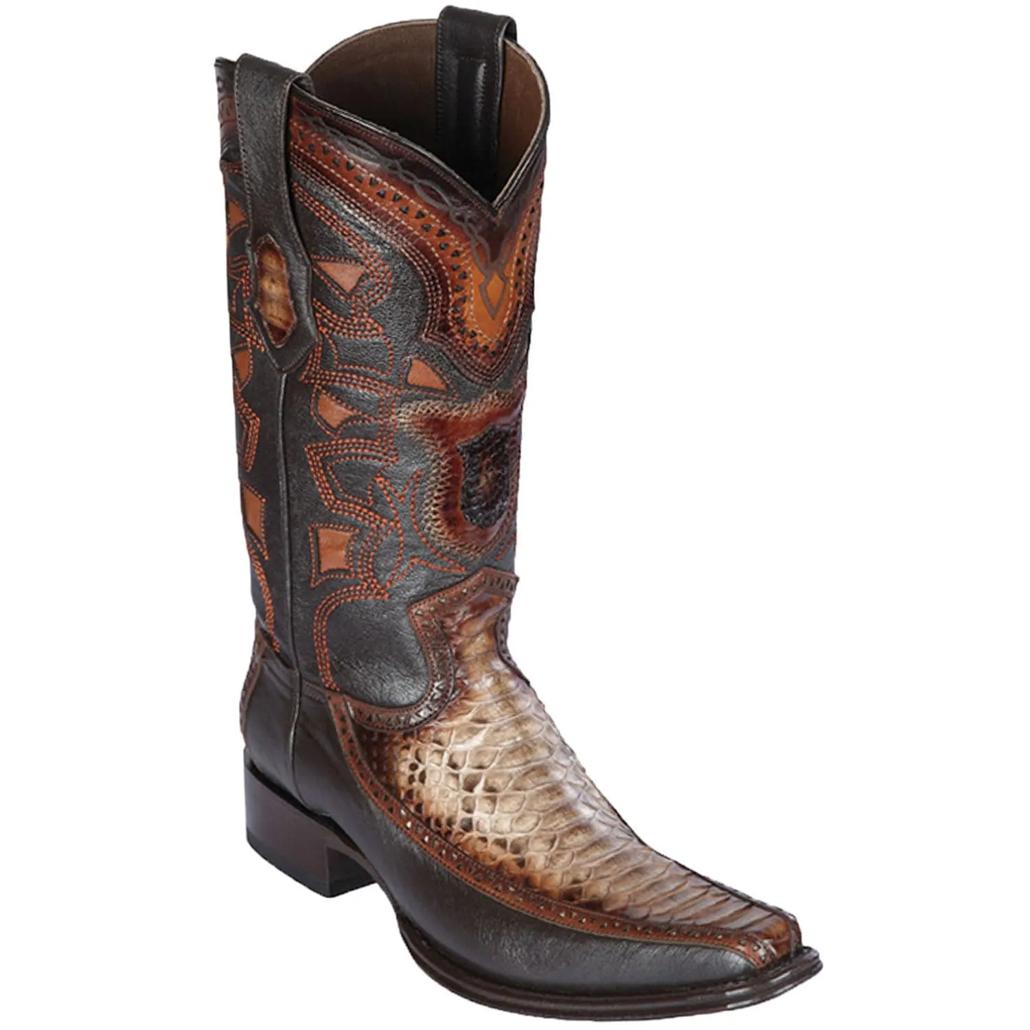 Men's Los Altos Original Python and Deer European Square Toe Boots 76F57