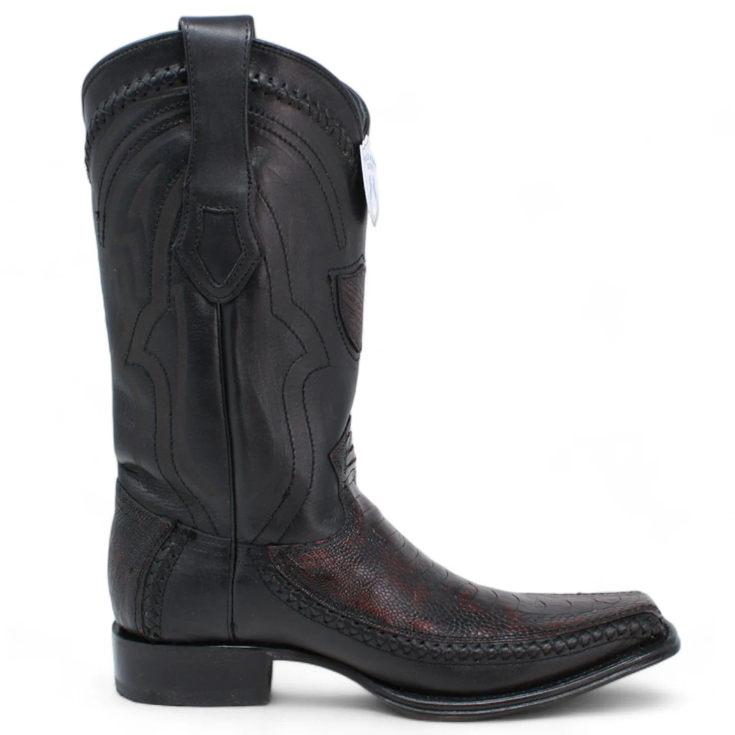 Men's Wild West Ostrich Leg with Deer Skin Square Toe Boot 277LF0518