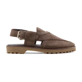 Michiko - Men's Dark Brown Kid Suede Sandal