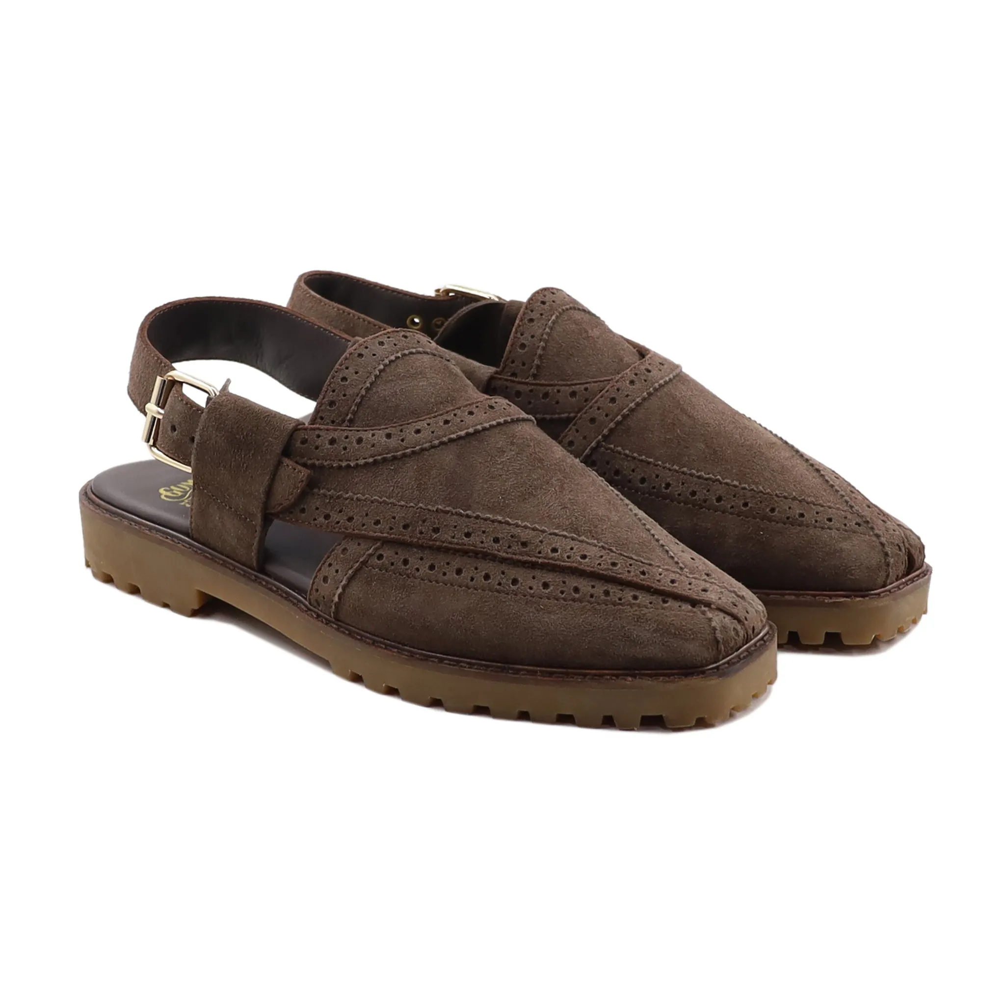 Michiko - Men's Dark Brown Kid Suede Sandal