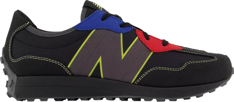 New Balance 327 Big Kid 'Black Red Blue' Sneakers, Black