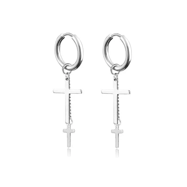 New Punk Stainless Steel Chain Hoop Earrings For Women Men 2021 Trendy Goth Pop Hip Hop Pendants Ear Jewelry Accessories Earring