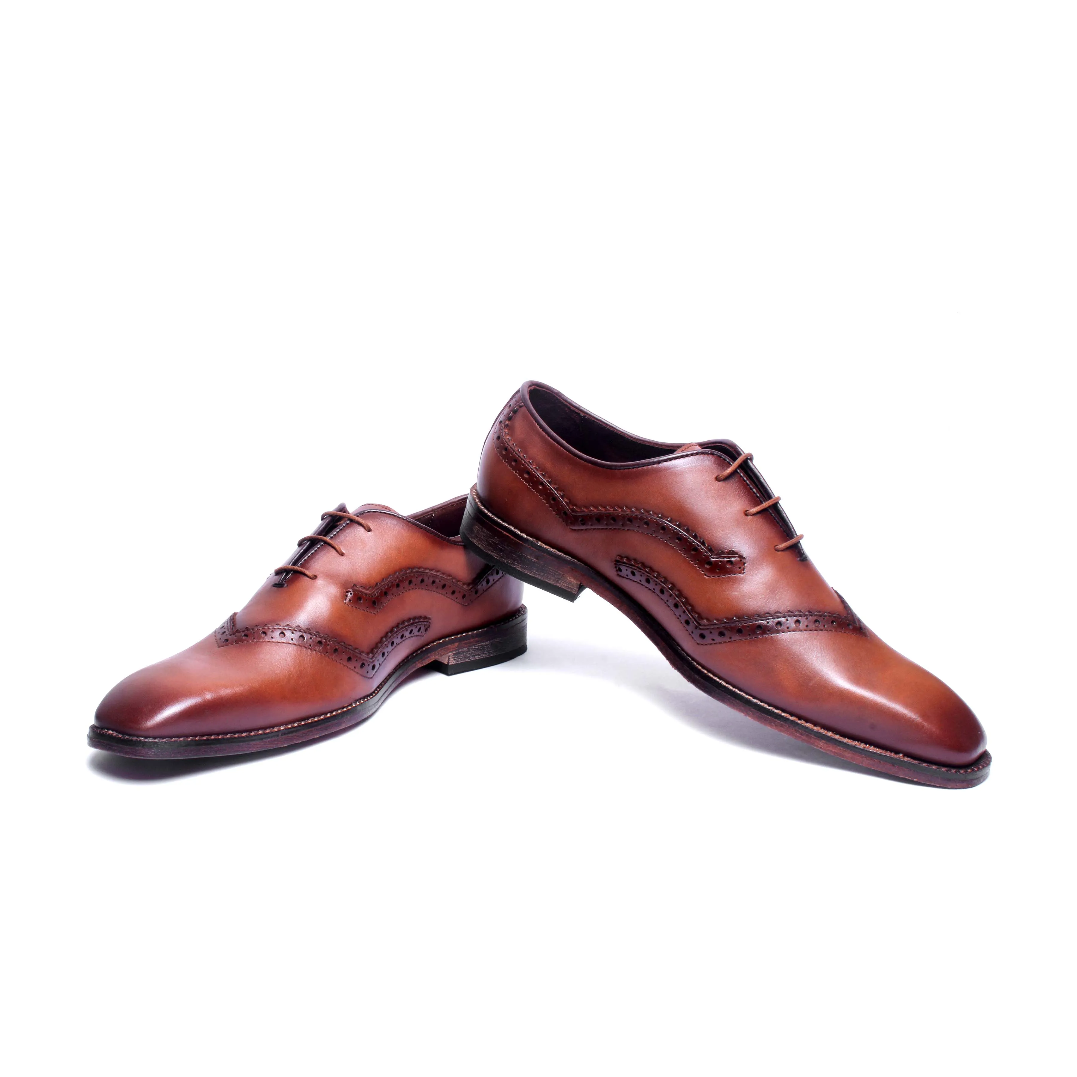 Oxfords With Gimping& Pleating Brown