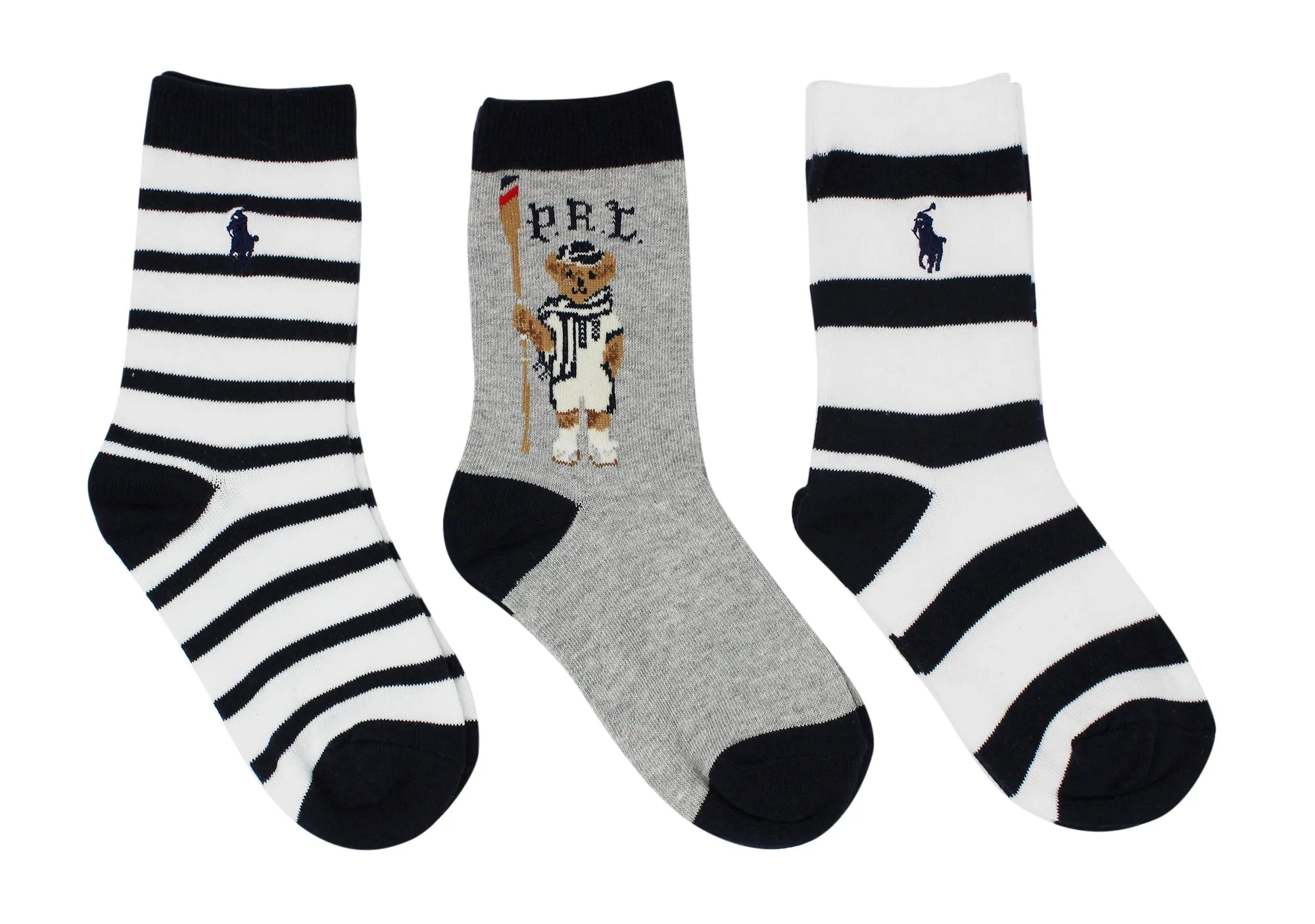 Polo Kids Socks for Boys 3-Pack Crew Dress Sock with Sailor Bears Polo Design