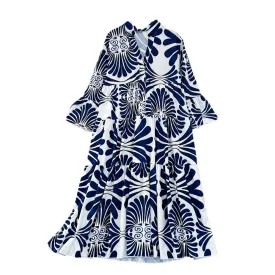 Pre Order:  Bohemian Print Flare Sleeves Ruffle Dress