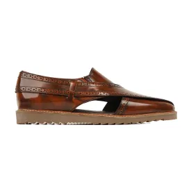 Pretoria - Men's Brown Box Leather High Shine Sandal