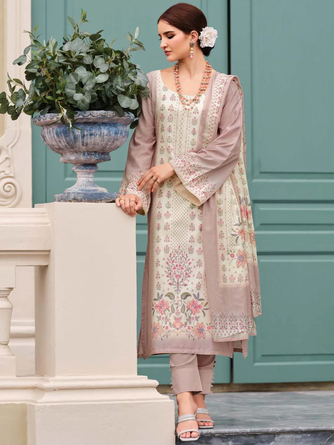 Printed Unstitched Women Cotton Salwar Suit Fabric