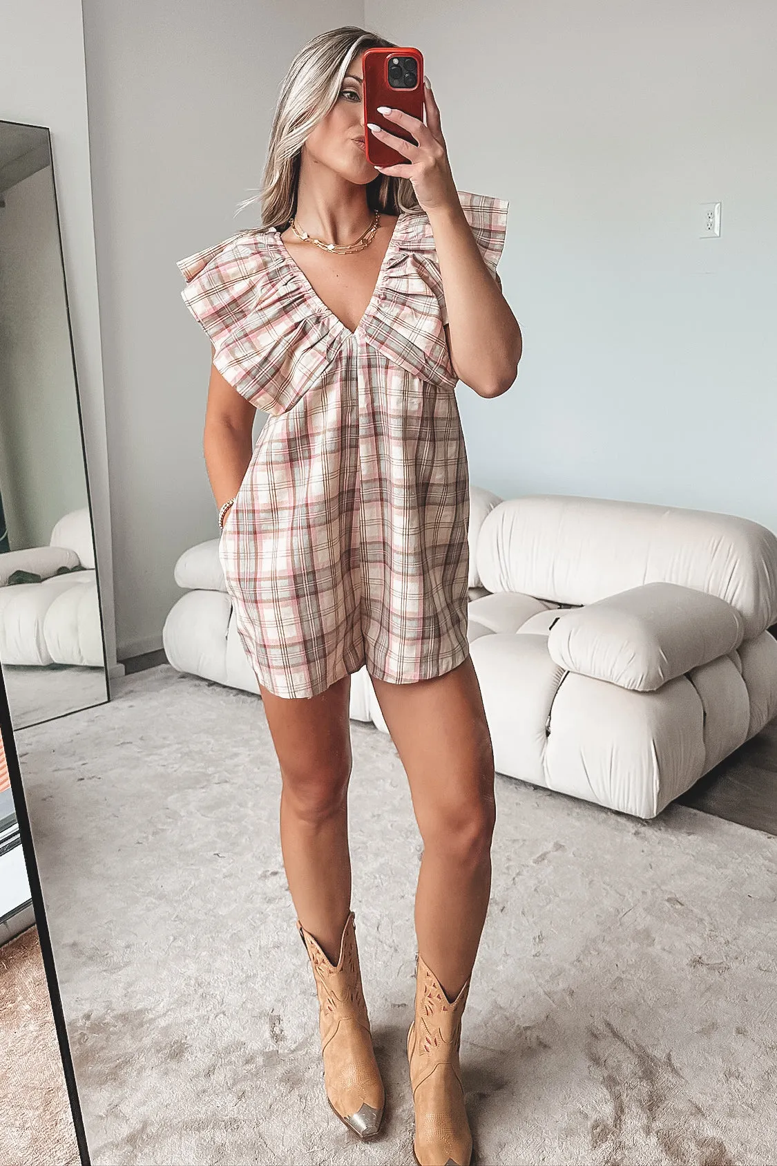 Prove Them Wrong Plaid Ruffle Romper