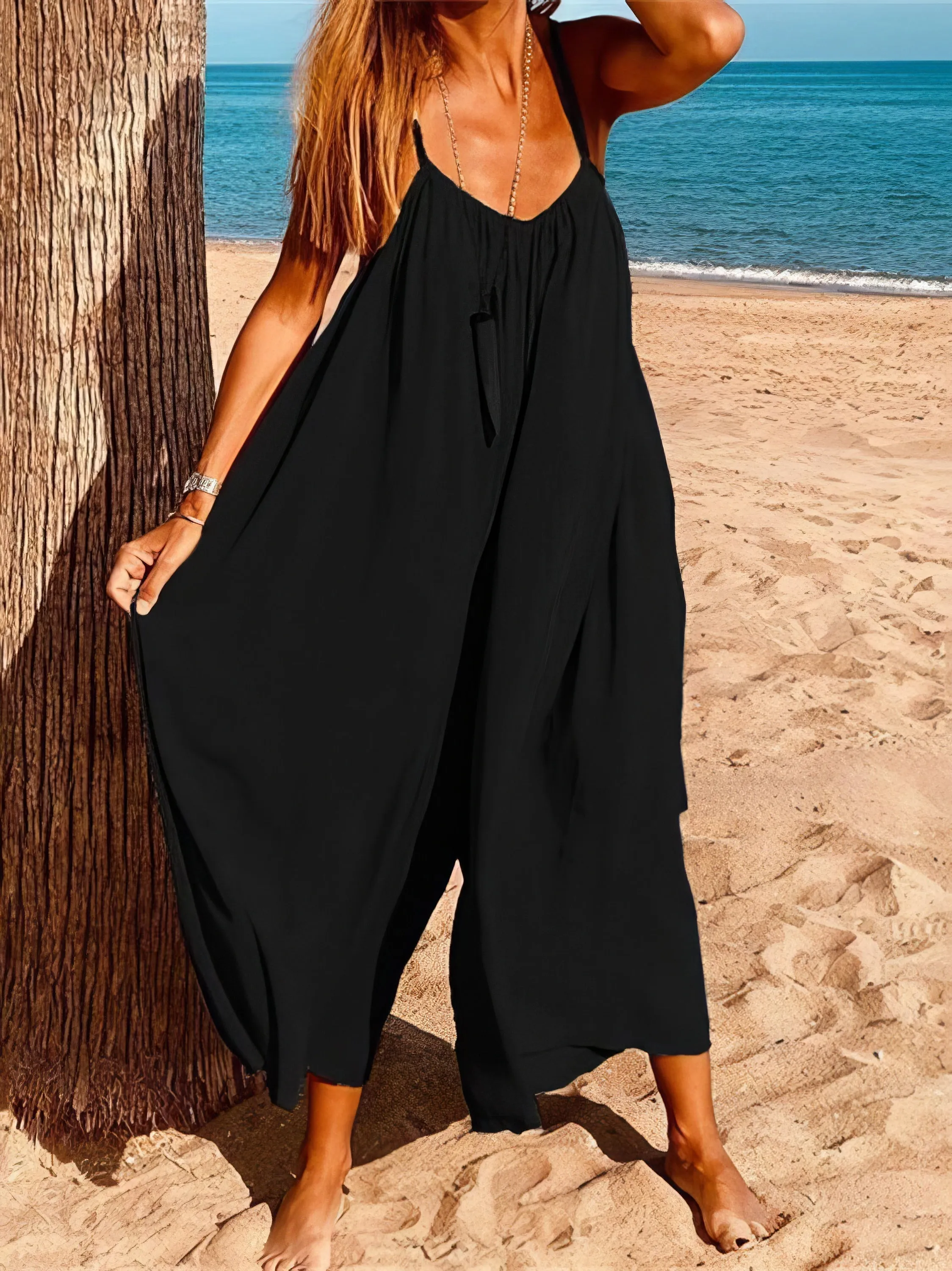 Summer Sleeveless Loose Leisure Cool One-Piece Suspenders for Women