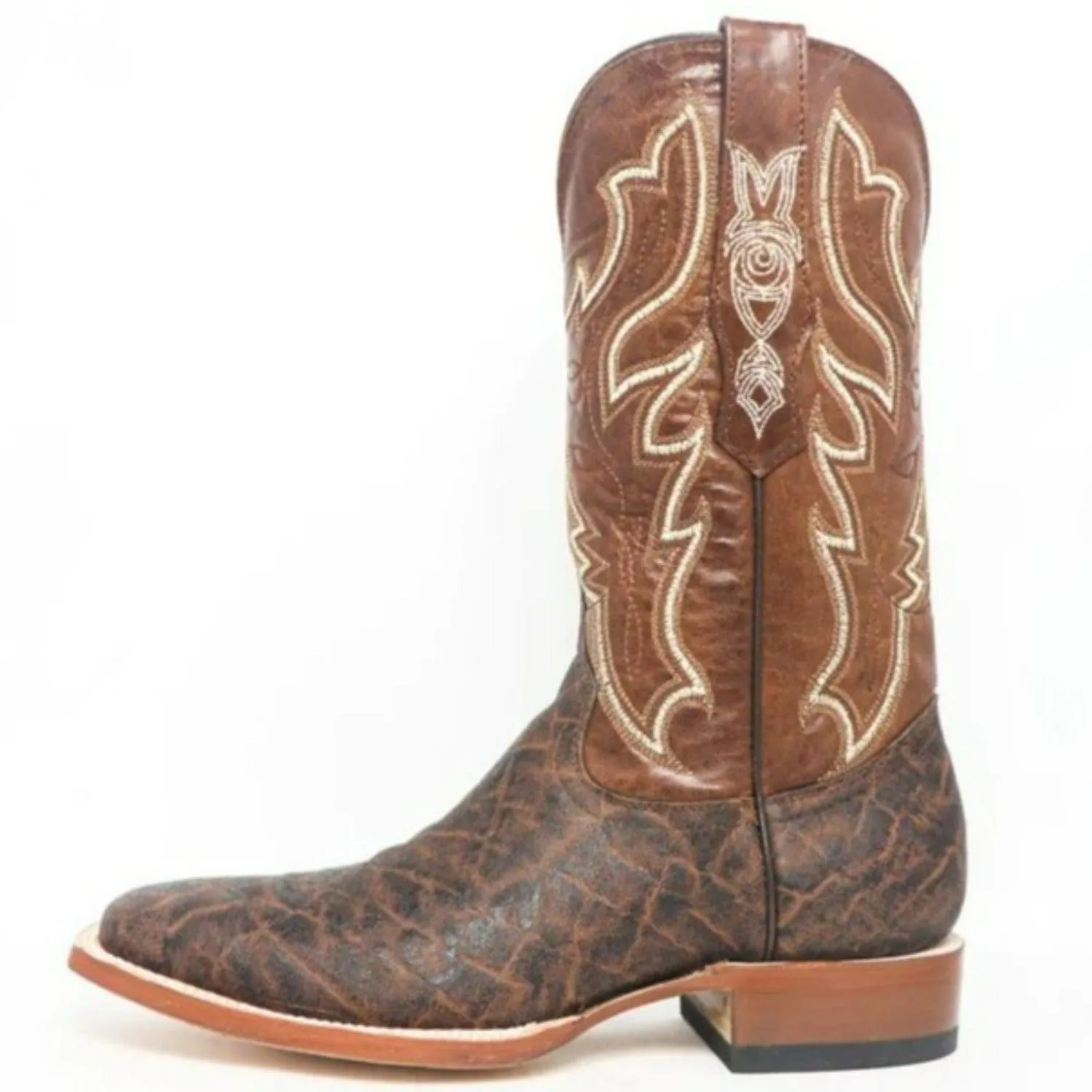 Tanner Mark Men's Elephant Print Square Toe Boots Brown TM200974