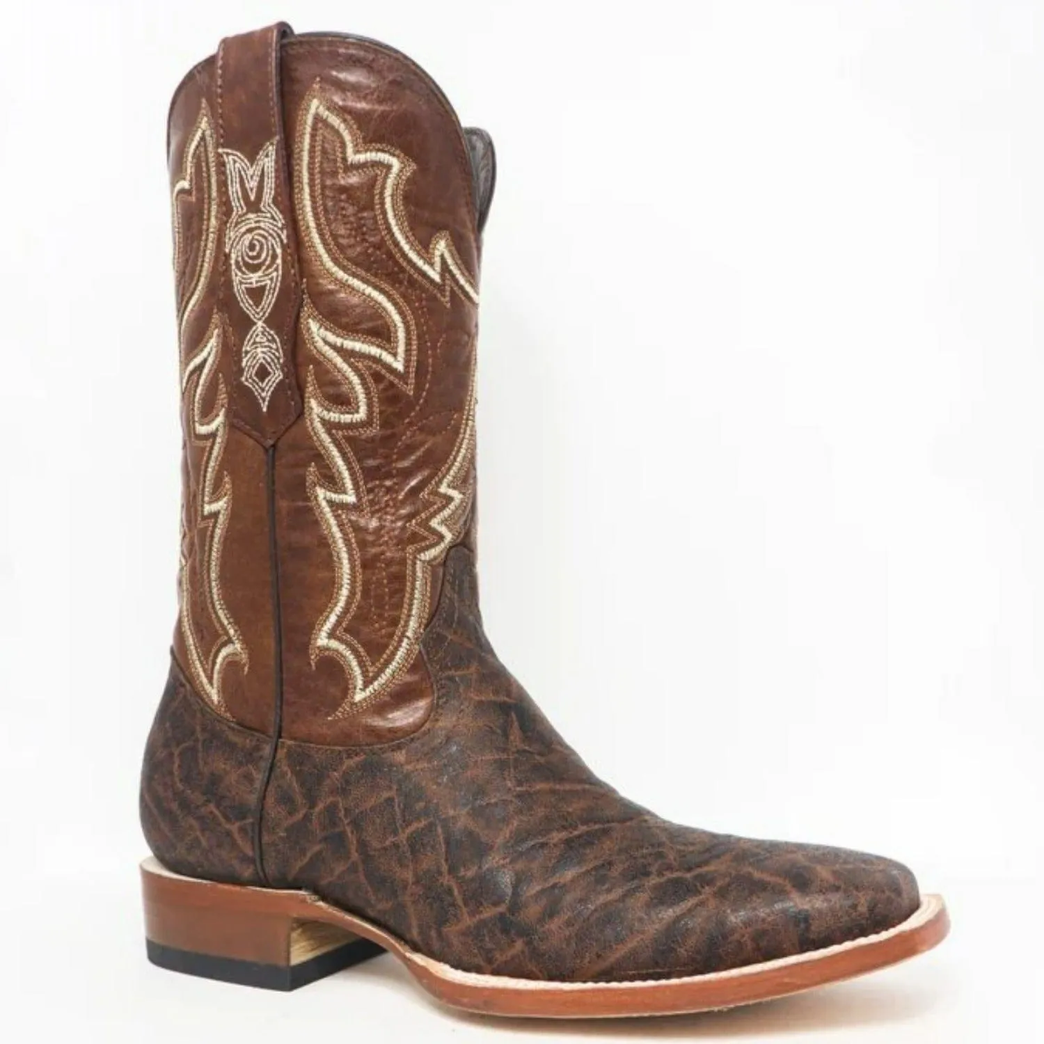 Tanner Mark Men's Elephant Print Square Toe Boots Brown TM200974