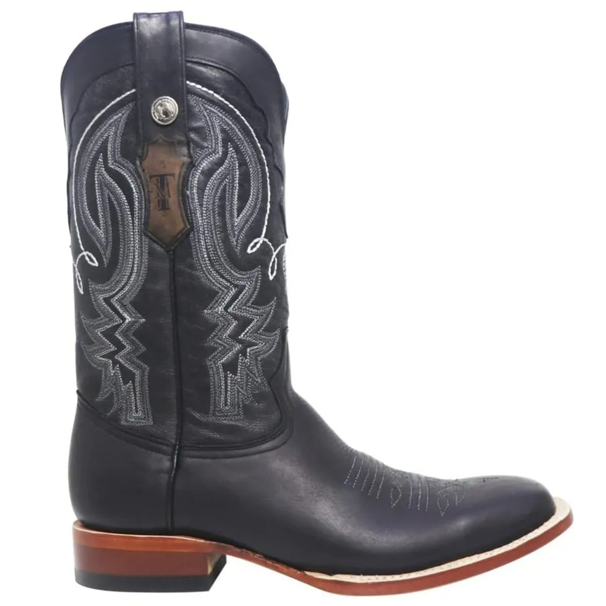 Tanner Mark Men's Fort Stockton Square Toe Leather Boots Black TM201264