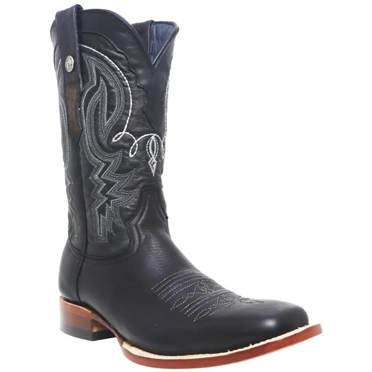 Tanner Mark Men's Fort Stockton Square Toe Leather Boots Black TM201264