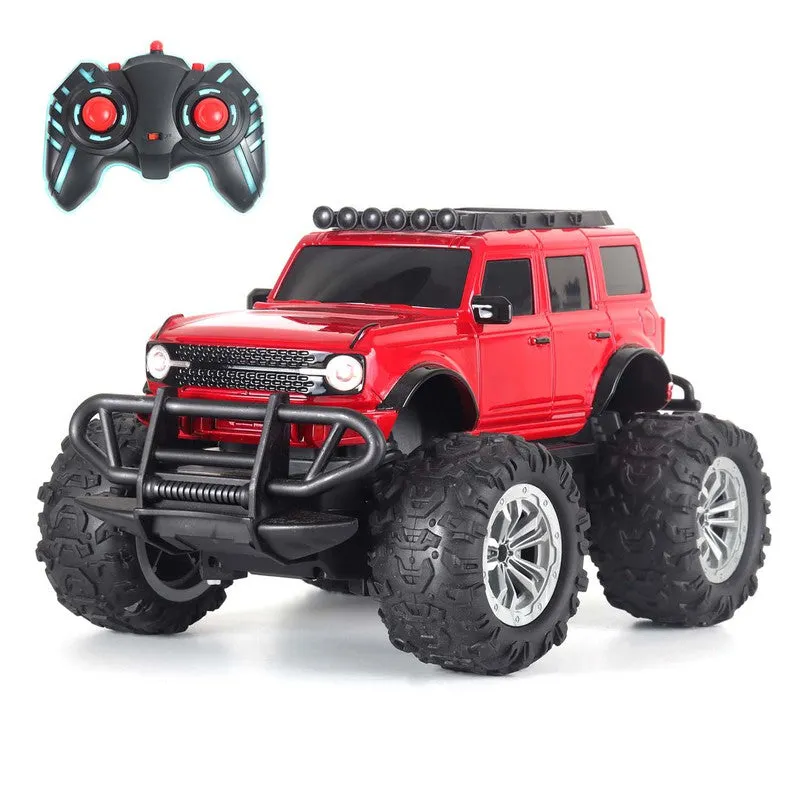 Veva Toys Off Roader Rechargeable Remote Control Monster Truck with 2 Speeds and 4 Headlight Modes | Lithium Battery | C-Type Charging | Remote Control Car for Kids | Made in India, Red