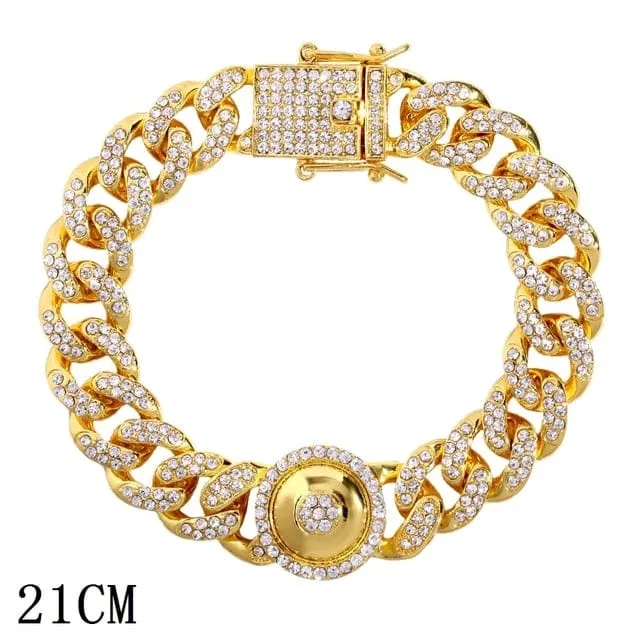 Women's Iced Out Rhinestone Cuban Chain Link Bracelet