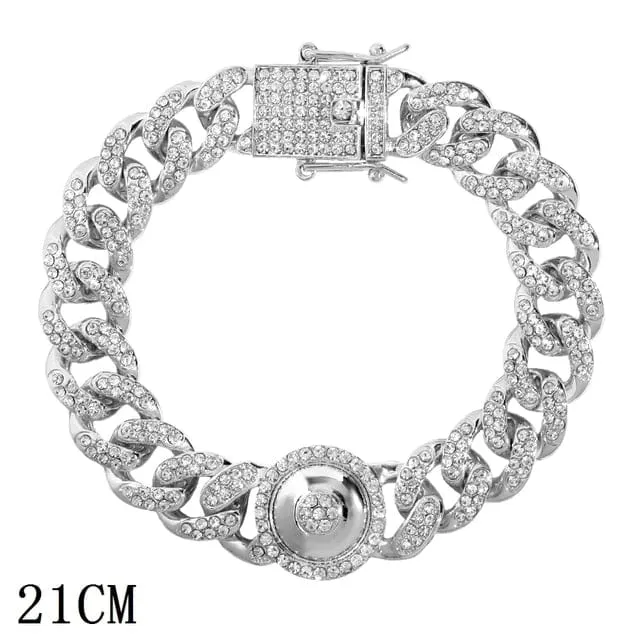 Women's Iced Out Rhinestone Cuban Chain Link Bracelet