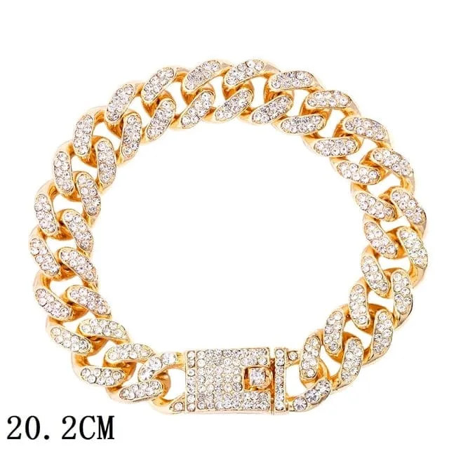 Women's Iced Out Rhinestone Cuban Chain Link Bracelet