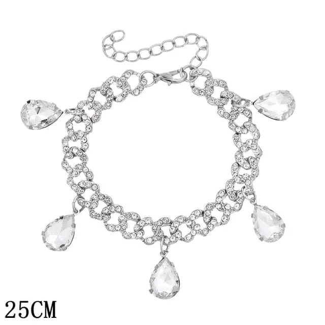 Women's Iced Out Rhinestone Cuban Chain Link Bracelet